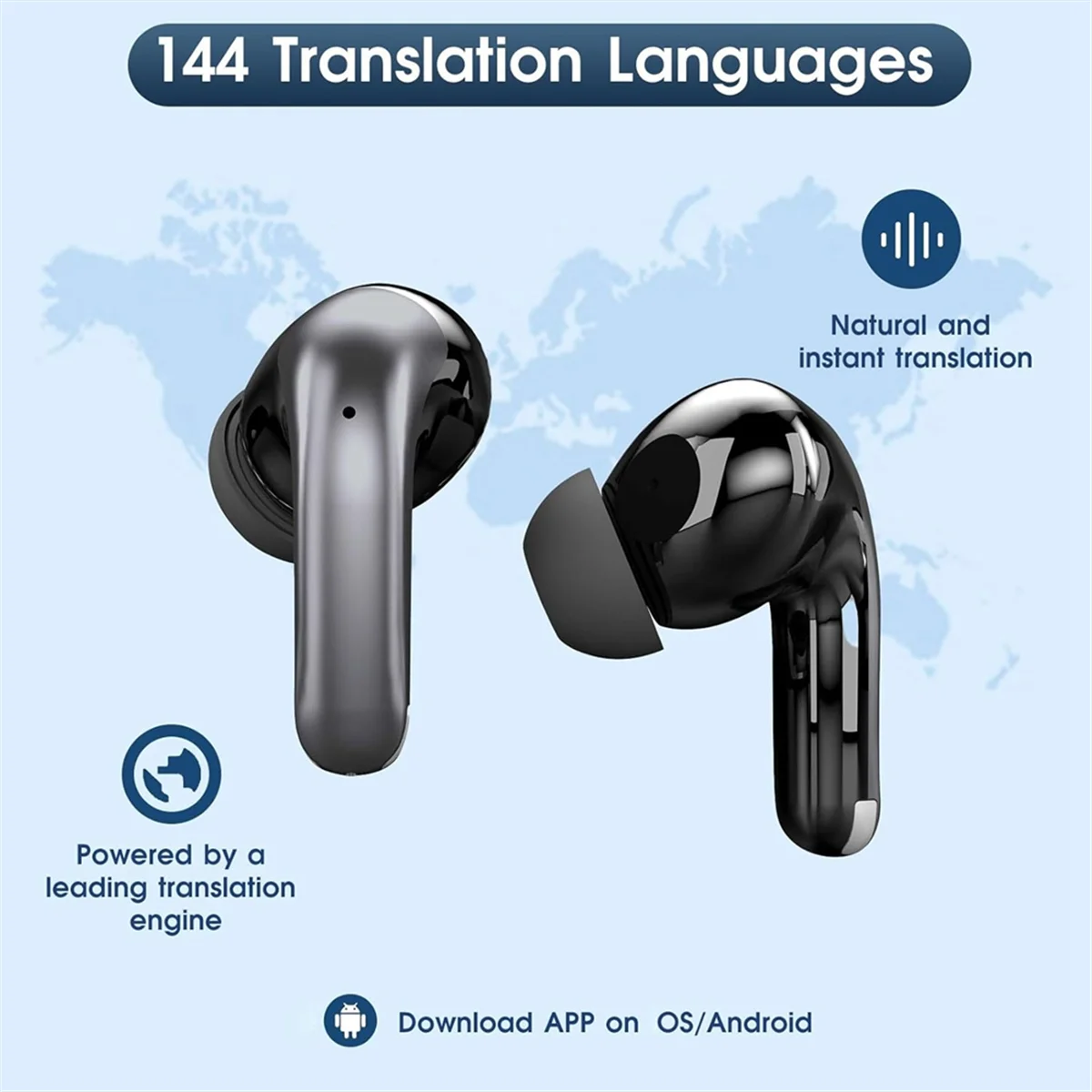 【CYBER Saturday】Multi-Language Translation Headset, Noise-Canceling Bluetooth Translation Headset, Portable Translation Headset