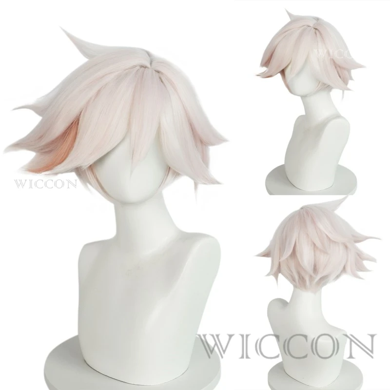 Angel Wig Anime Cosplay Women Short Pink Hair Angel Dust Cosplay Spider Demon AD Wig Wig Free Wig Cap