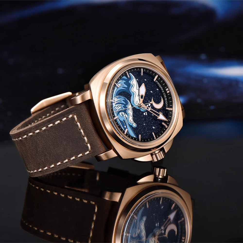 PAGANI DESIGN Mechanical Wristwatch Luxury Sapphire NH35 Automatic Movement Fashion Rose Gold Wave Watch for Men Reloj Hombre