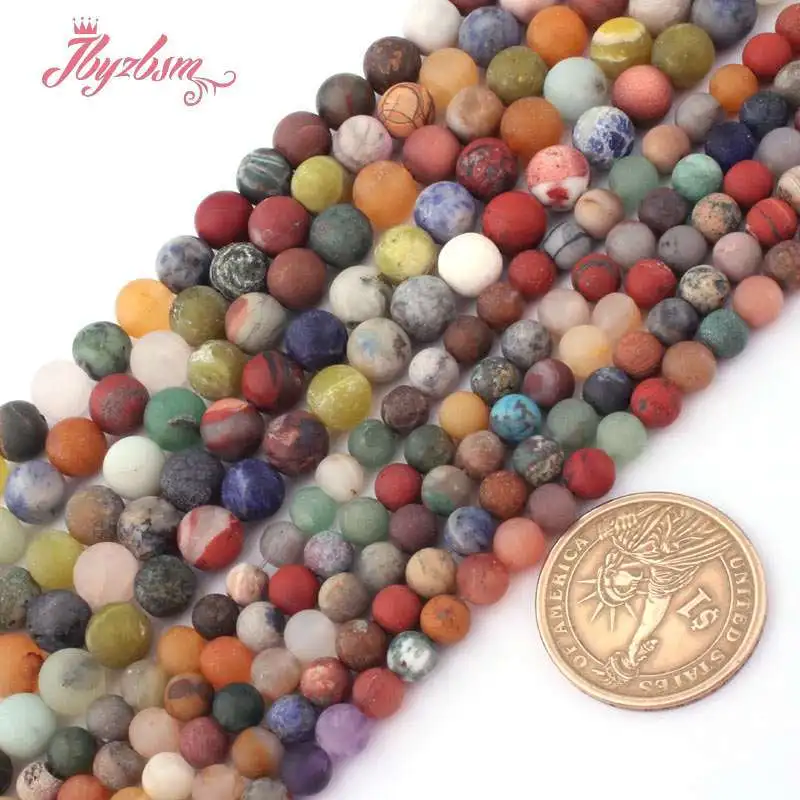 Natural Mixed Stone beads Round DIY Necklace Bracelets Beads Loose Strand 15Inch 6/8/10/12mm For Jewelry Making image 2