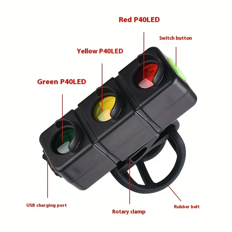 Night Riding Lights Tri-color Night Warning Lights Red and Green Tail Lights Alpine Riding Lights Bicycle Tail Lights