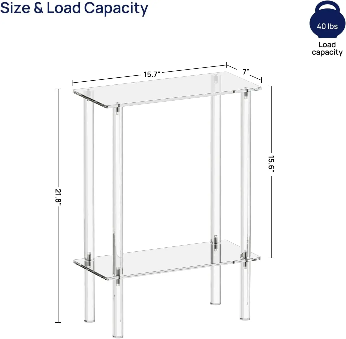 Acrylic Narrow Side Table for Small Spaces, 7