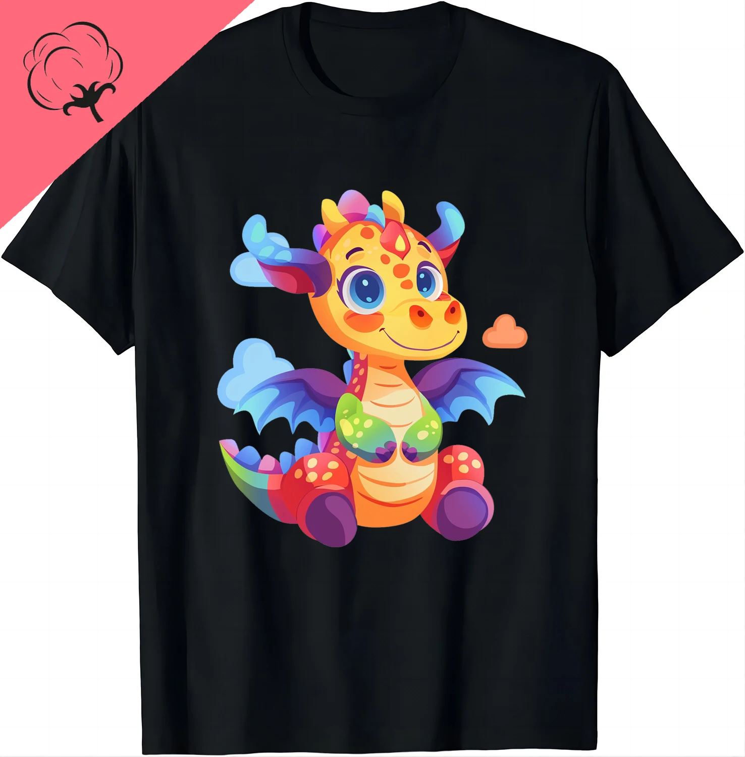 Cute Colorful Dinosaur Tee - Sky Surfing Adventure Shirts Graphic T Shirts Cotton Women Clothing Tops Kawaii Clothes Camisetas