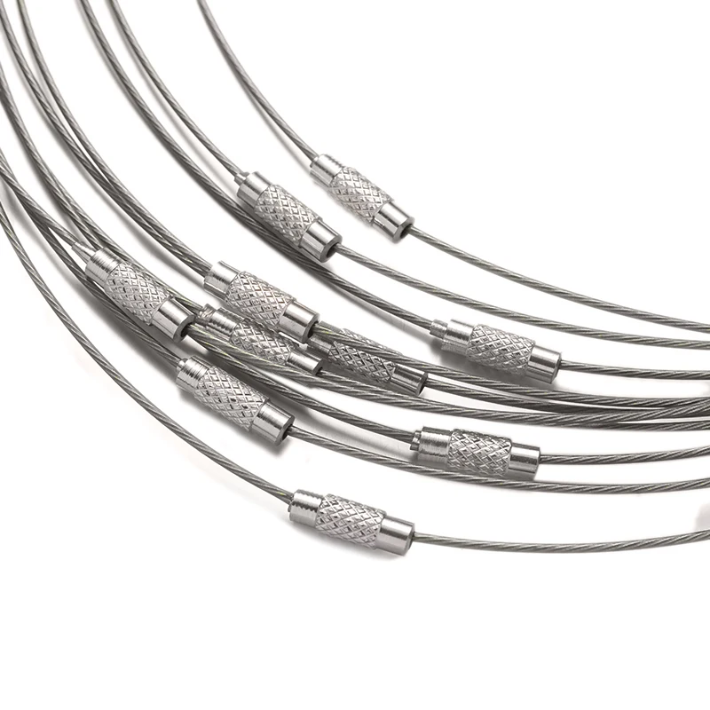 10pcs 46cm Stainless Steel Necklace Wire Cord Rope Loop Screw Lock Clasp for DIY Handmade Jewelry Making Supplies Craft Findings