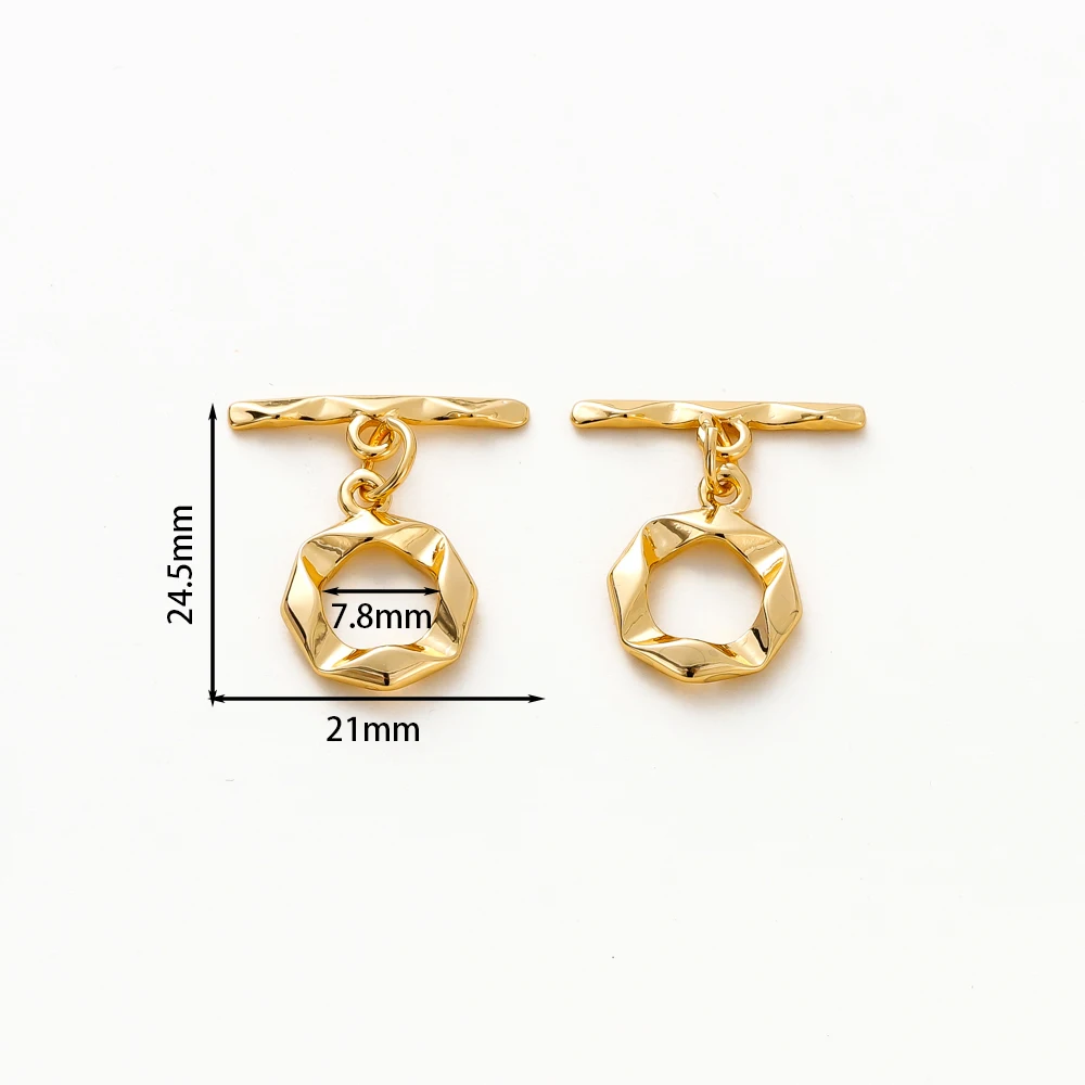 2/4/6sets 14K 18K Gold Color Brass Embossing O Toggle Clasps Bracelet Connect Clasps Jewelry Making Necklace DIY Accessories