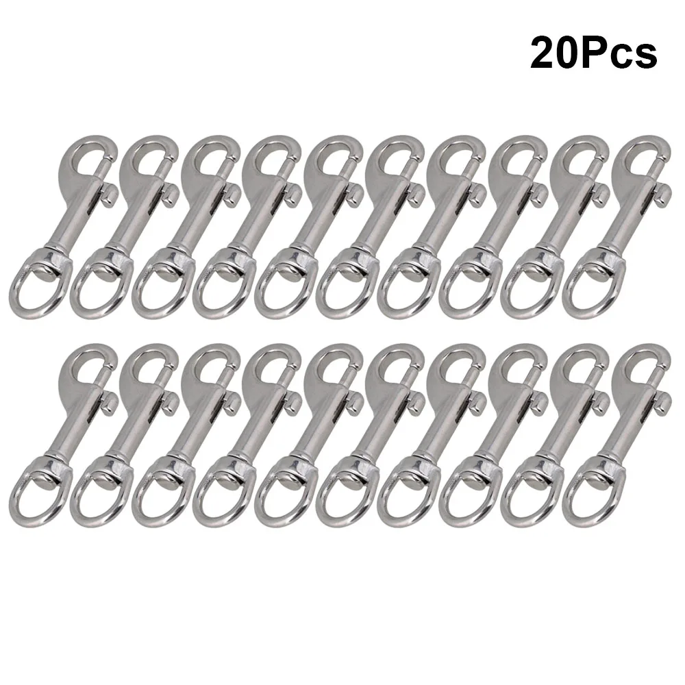 

20Pcs 70mm Silver 304 Stainless Steel Swivel-Eye Bolt Snap Hook Round Swivel for Keychain Strap Pet Chains