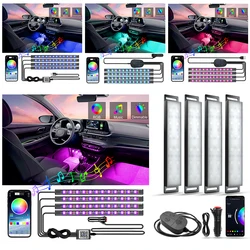 Neon Car Ambient RGB Strips Auto Interior Light With Music Control Led Auto Atmosphere App Flexible Dream Light Party Decorative