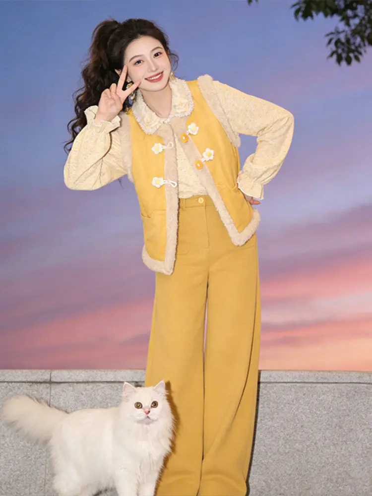 

Faionable Sweet Sle двусторонняя одежда Plu жилет женский зимний кукольный воротник 3D синий повседневный удобный теплый жилет