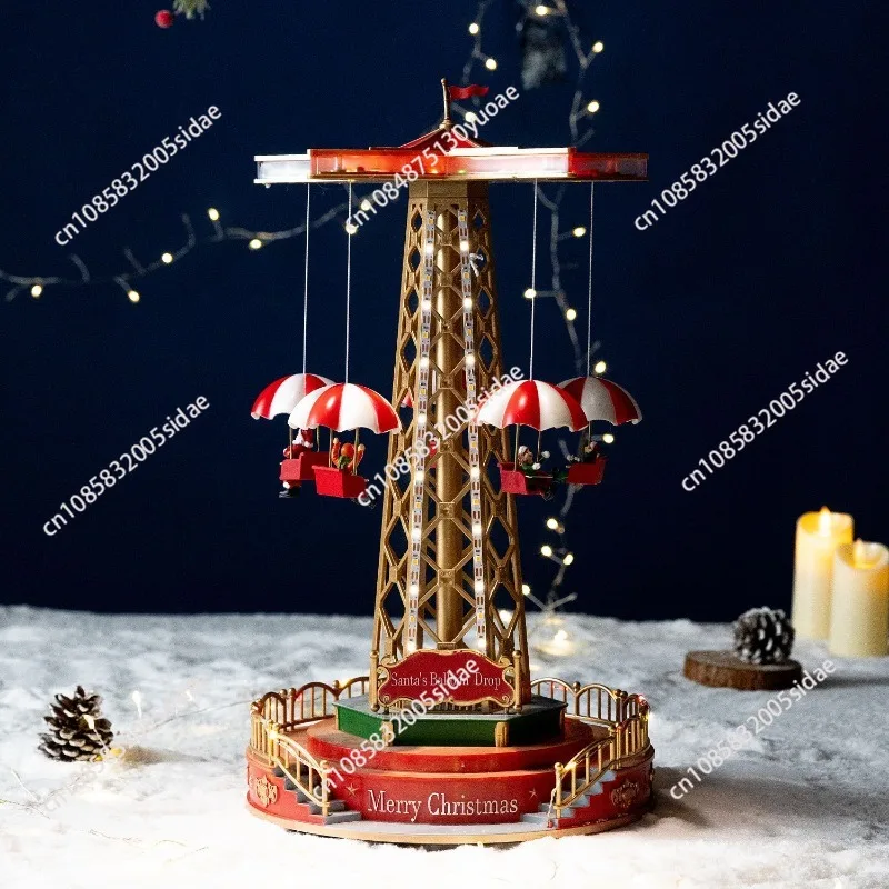 Christmas carousel music box amusement park flying chair luminous music box Christmas gift tabletop ornament