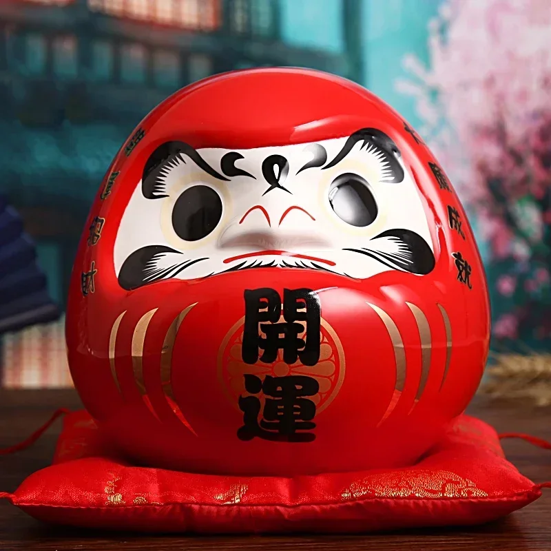 7.5 inch Japanese Ceramic Daruma Doll Lucky Charm Fengshui Zen Ornament Centerpiece Money Box Home Tabletop Decoration model