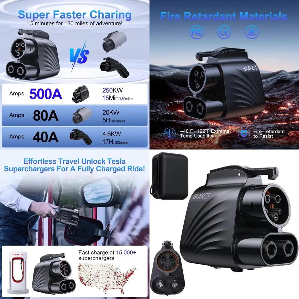 

NACS to CCS1 Adapter, 2025 Upgraded 500A/1000V DC 250KW for Tesla Supercharger Adapter for Ford Mustang Mach-E/F-150 Lightning,