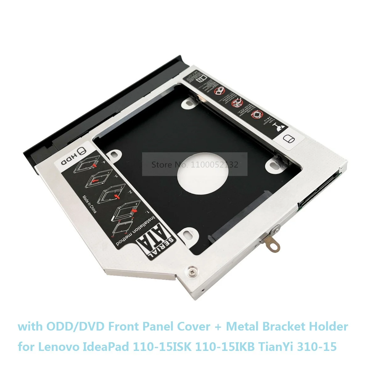 with Faceplate Bezel 2nd SSD HDD Hard Drive Adapter Optical Caddy Bracket for Lenovo Ideapad 110-15ISK 110-15IKB TianYi 310-15