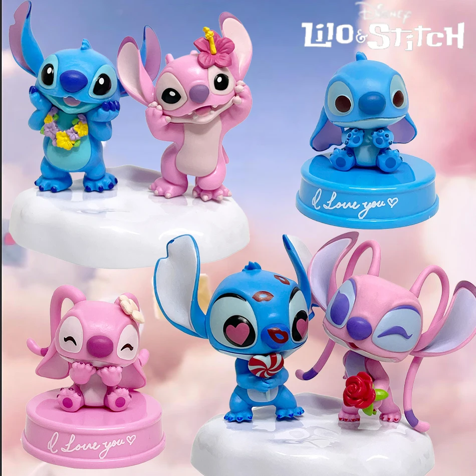 

Original Disney Lilo & Stitch Action Figures Stitch And Angel Lover Figurines Flocking Collection Model Statue Doll Birthday's