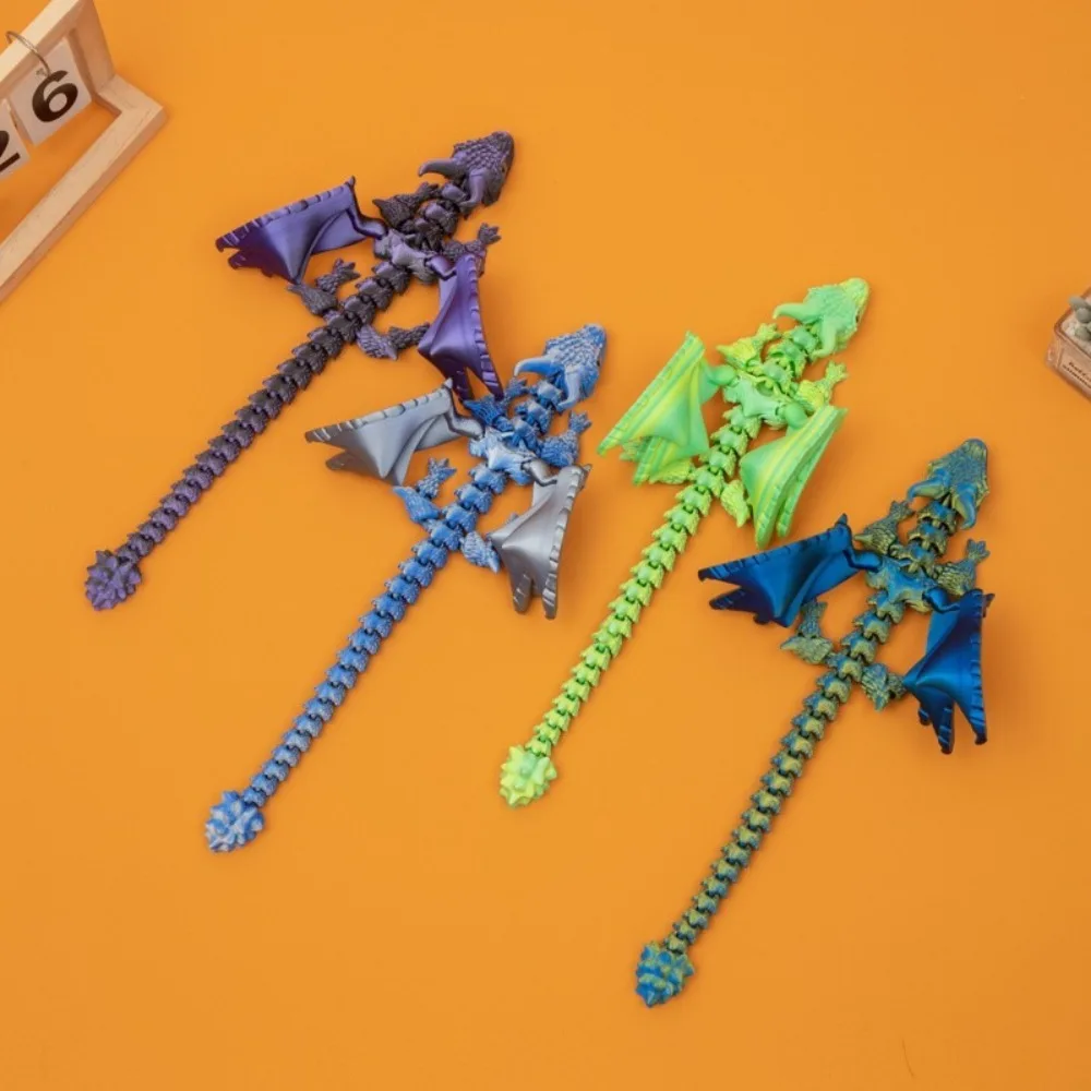 3D Printed 3D Printed Dragon Figurine Winged Design Multi-Jointed Movable Dragon Winged Carriage
