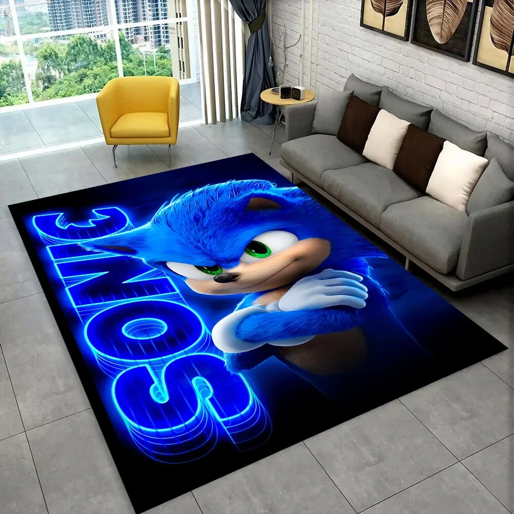3D S-Sonics Cartoon Retro Area Rug,Carpet Rug for Living Room Children's Bedroom Sofa Doormat Decor,kid play Non-slip Floor Mat