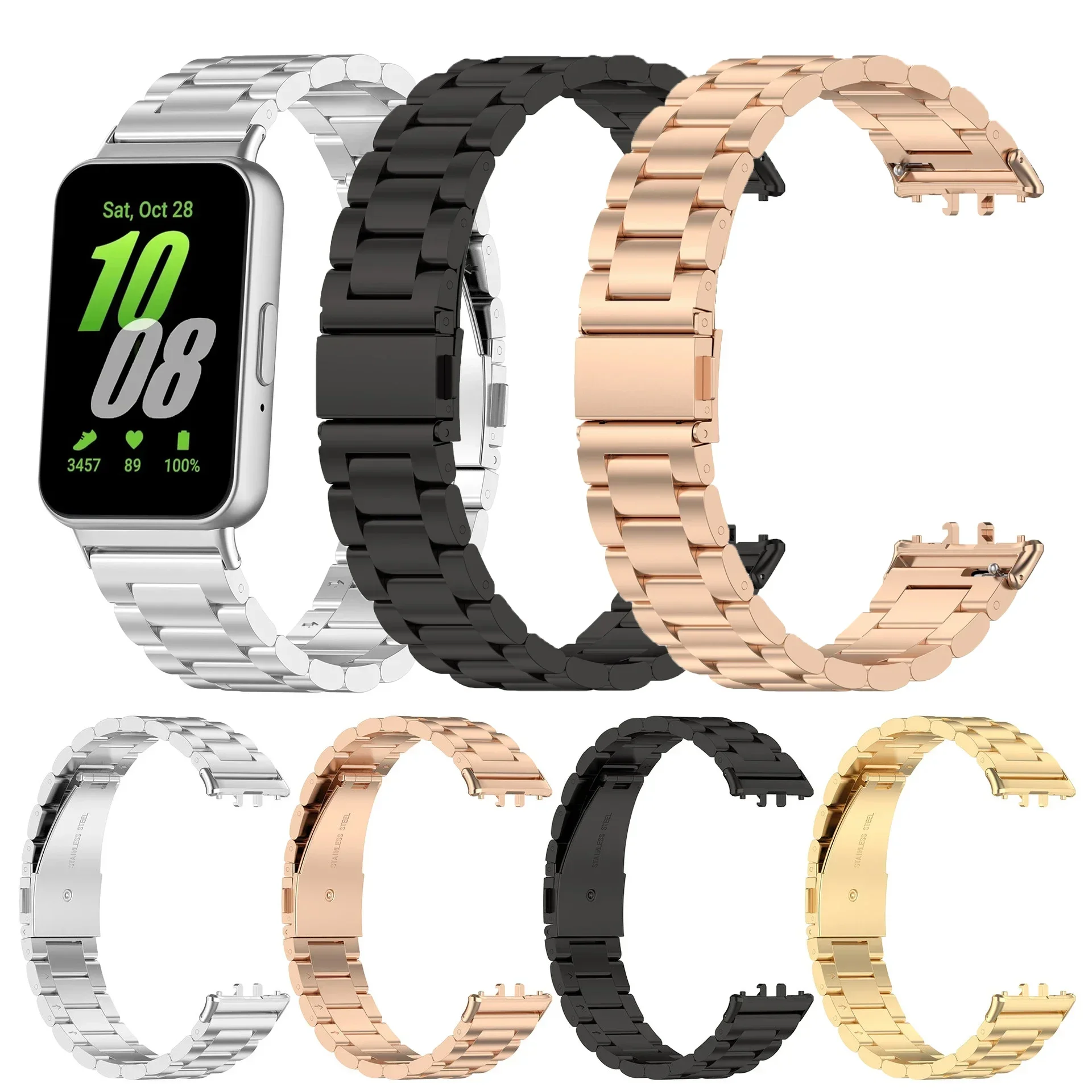 

Металлический ремешок из нержавеющей стали для Samsung Galaxy Fit 3, сменный ремешок для часов, браслет для Galaxy Fit3 SM-R390 Correa