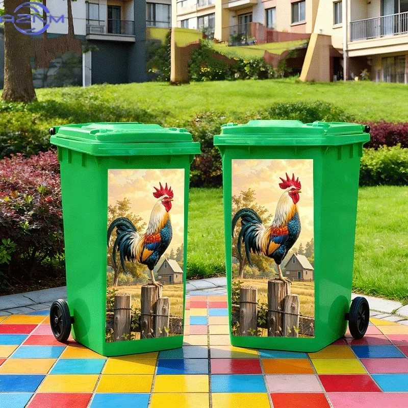 1pc of Trash Can Sticker with a Theme Design of a Rooster Announcing The Dawn. Self-Adhesive Wall Decoration Wallpaper for Kit