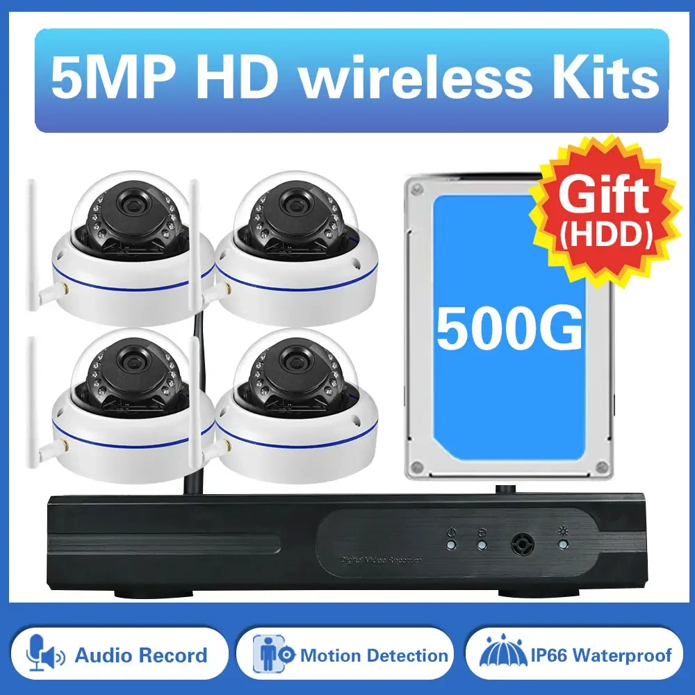 10CH Wifi NVR Kit CCTV System 5MP Outdoot Waterproof Audio Wireless Dome Camera Wifi Security Protection System Gift 500G HDD