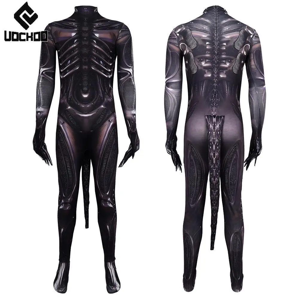 

Men Sci-Fi Alien Monster Costume 3D Print Full Body Zentai with Tail Halloween Stage Performance Horror Alien Cosplay Jumpsuits