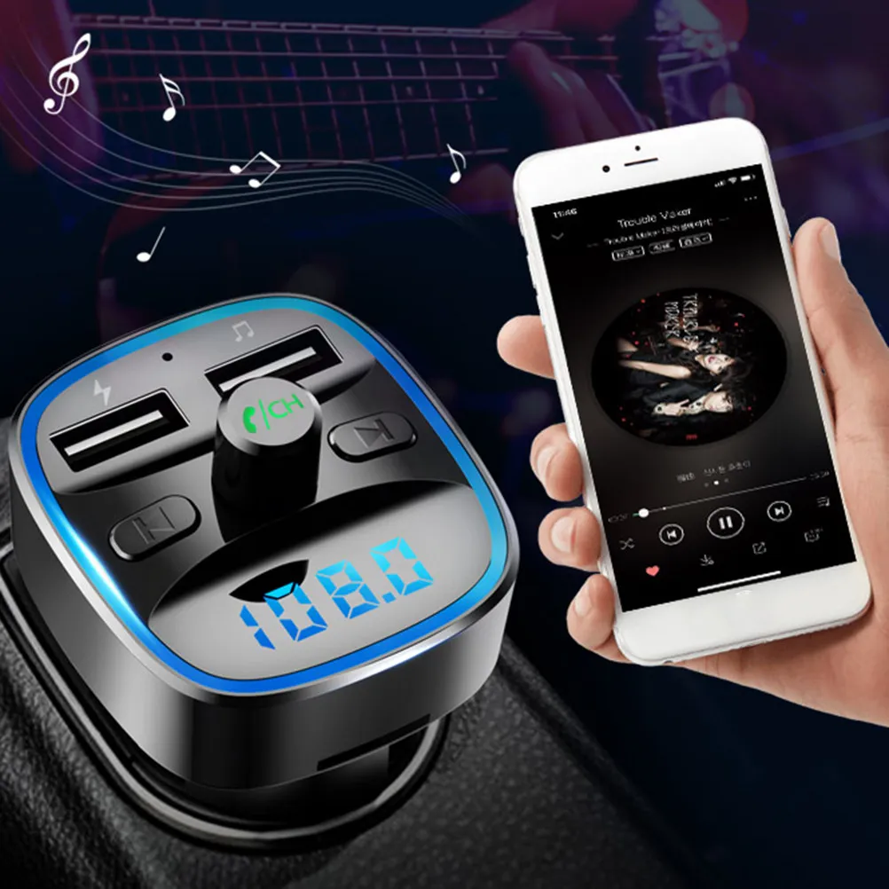 

FM-трансмиттер для автомобиля с ЖК-дисплеем, беспроводной аудиоприемник для смартфона, зарядка через Micro USB, многофункциональный