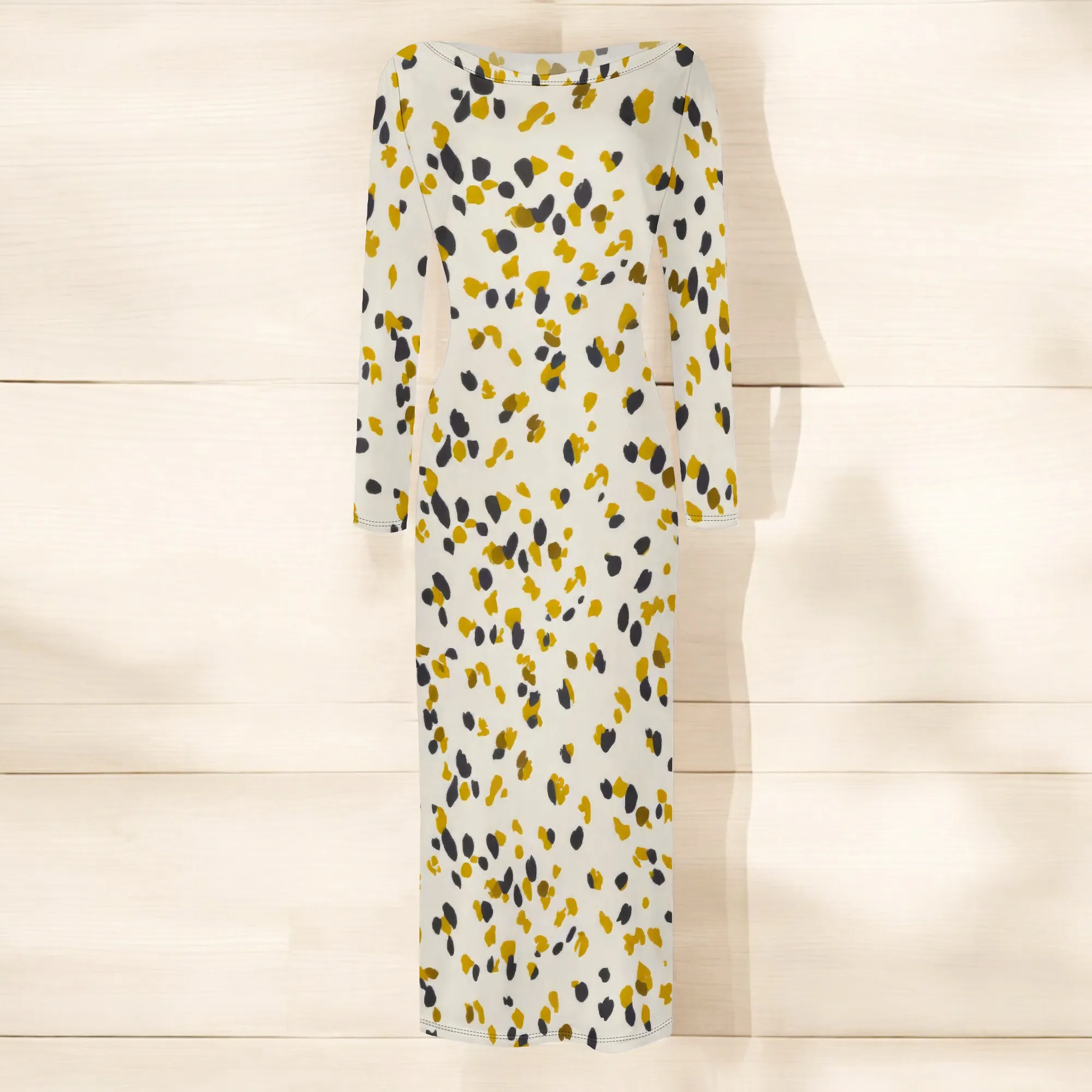 ผู้หญิงBodycon Maxiชุดฤดูใบไม้ร่วงฤดูใบไม้ผลิแฟชั่นแขนยาวพิมพ์ลายดอกไม้กระชับParty Club Ruched Dresses