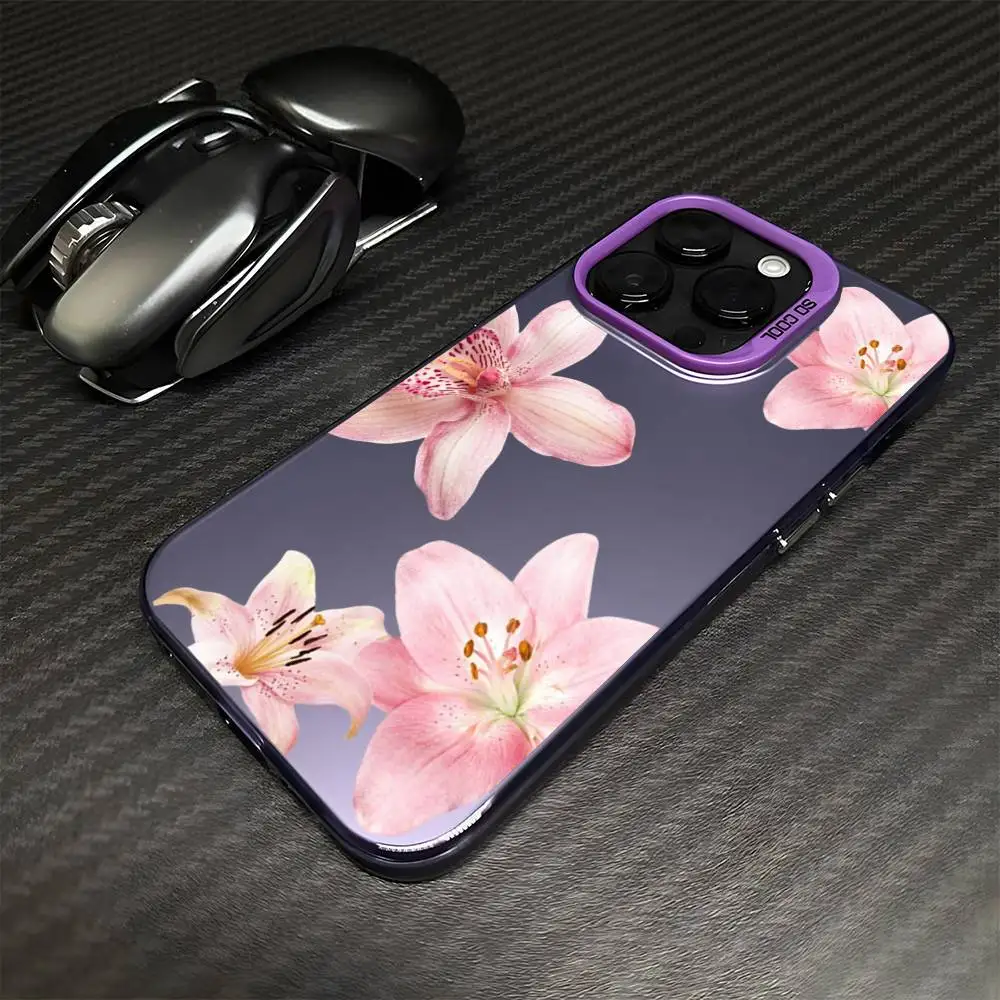 Чехол для телефона Flowers Lily Hibiscue для iPhone 17,16,15,14,13,12,11 Plus, Pro Max, фиолетовый матовый противоударный чехол