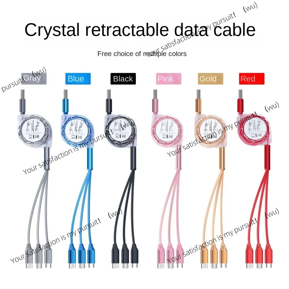 3 in 1 Retractable Data USB Cable for iPhone Charger Fast Wire Charging Cable For Android Phone Type C Xiaomi Huawei Samsung