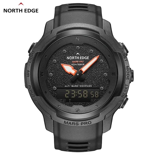 NORTH EDGE MARS Pro reloj Digital deportivo para hombre ejército militar caja de fibra de carbono relojes altímetro barómetro brújula impermeable 50M