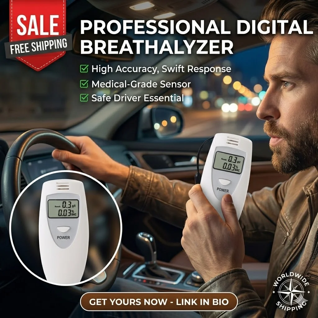 Portable Digital Alcohol Tester Professional Breathalyzer Keychain Style Smart LCD Display Breath Alcohol Detector for Party