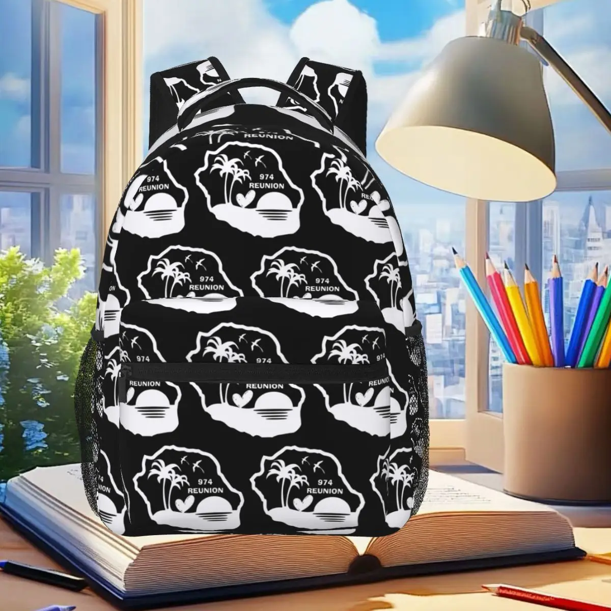 974 Reunion Island Backpack Student Boys Girls BookBag Children School Bag Laptop Shoulder Bags for Men Women
