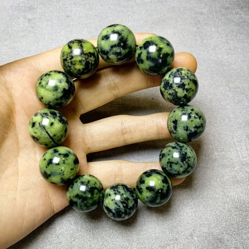 Tibetan Jade Medicinal King Stone Round Bead Bracelet, Unisex Daily Bracelet