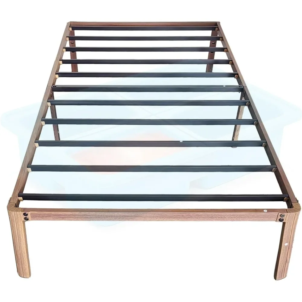 Cama com Plataforma Metálica para Crianças, Perna de Canto Redondo, Sem Ruído, Tamanho Twin, Meninos e Meninas, 18 "Alto, Sem Caixa, Necessário Primavera