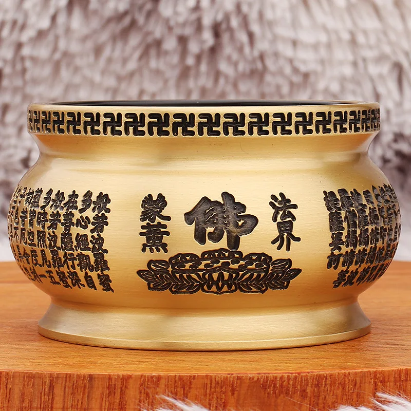 

Brass Heart Sutra Incense Burner Antique Lotus Sandalwood Incense Burner Temple Worship Incense Burner Buddha Hall Buddhist Ritu