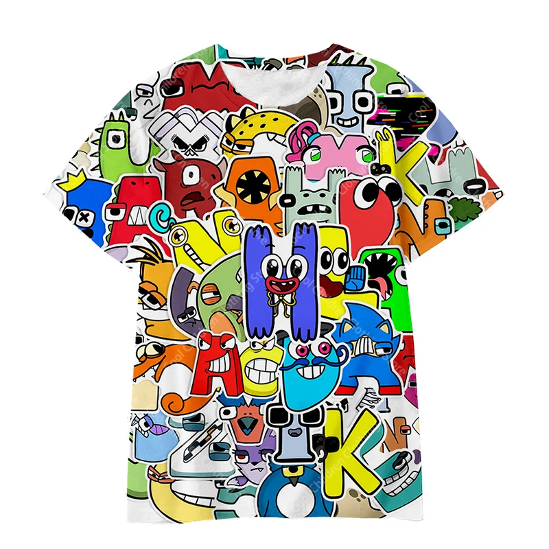 Funny TShirts Cartoon Game Alphabet Lore 3D Print Streetwear Boys Girls Casual Fashion Oversized T Shirt Kids Boy Girl Tees Tops