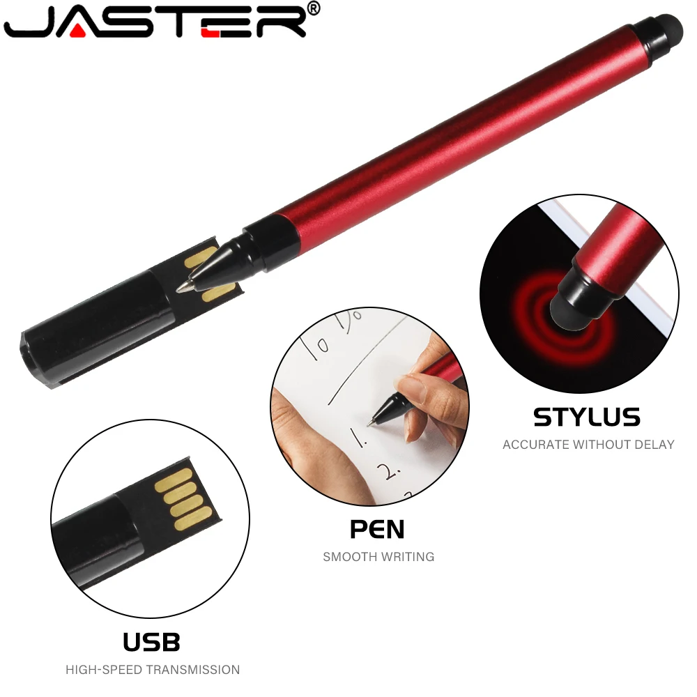 JASTER USB Flash Drive 64GB Hitam Tahan Air Stik Memori 8GB Pen Drive Pendrive Merah 16GB Pena Layar Sentuh Perangkat Penyimpanan 32GB