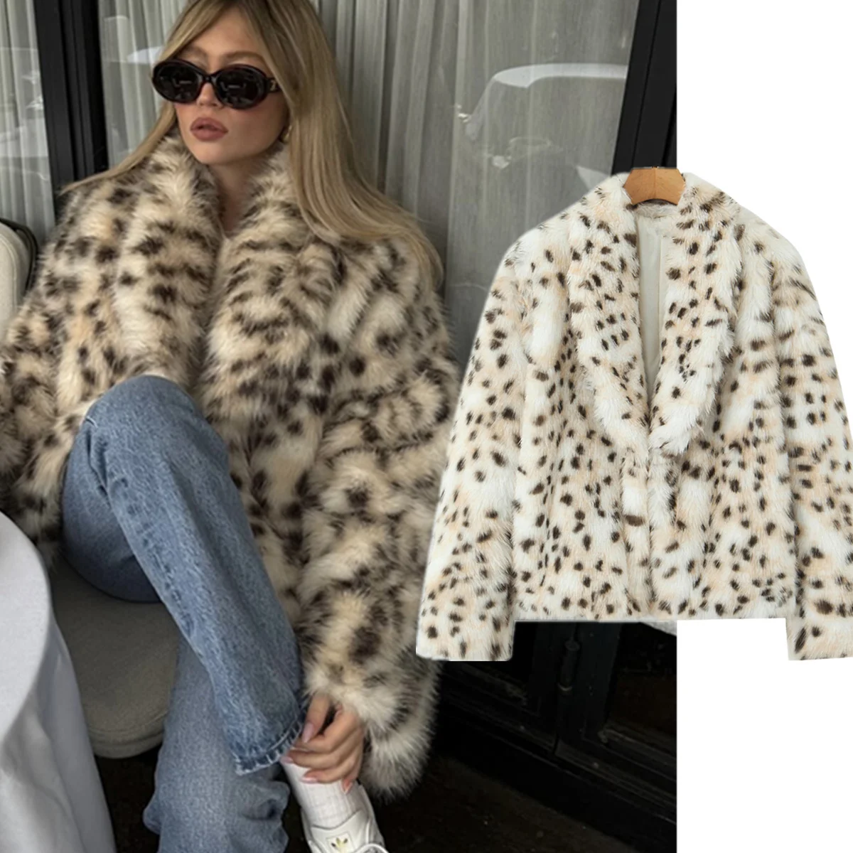 

Maxdutti модный блоггер винтажная уличная модная пальто из искусственного меха с леопардовым принтом теплая женская куртка женская одежда топы