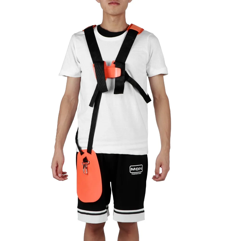 Durable Nylon Material Double Shoulder Strap Universal Adjustable Brush Cutter Harness Padded Design Orange Weed eater