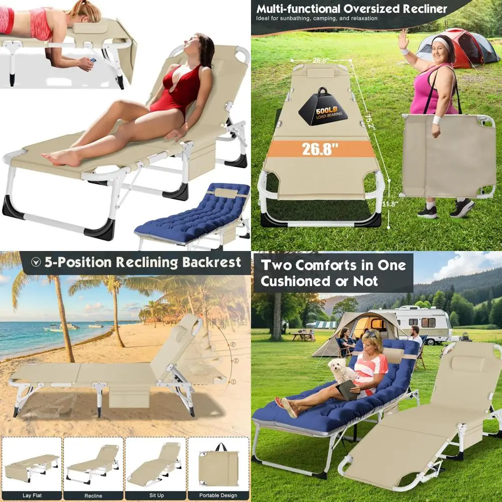 

5-позиционный складной шезлонг для загорания на открытом воздухе с отверстием для лица, шезлонг для загара для патио и сада