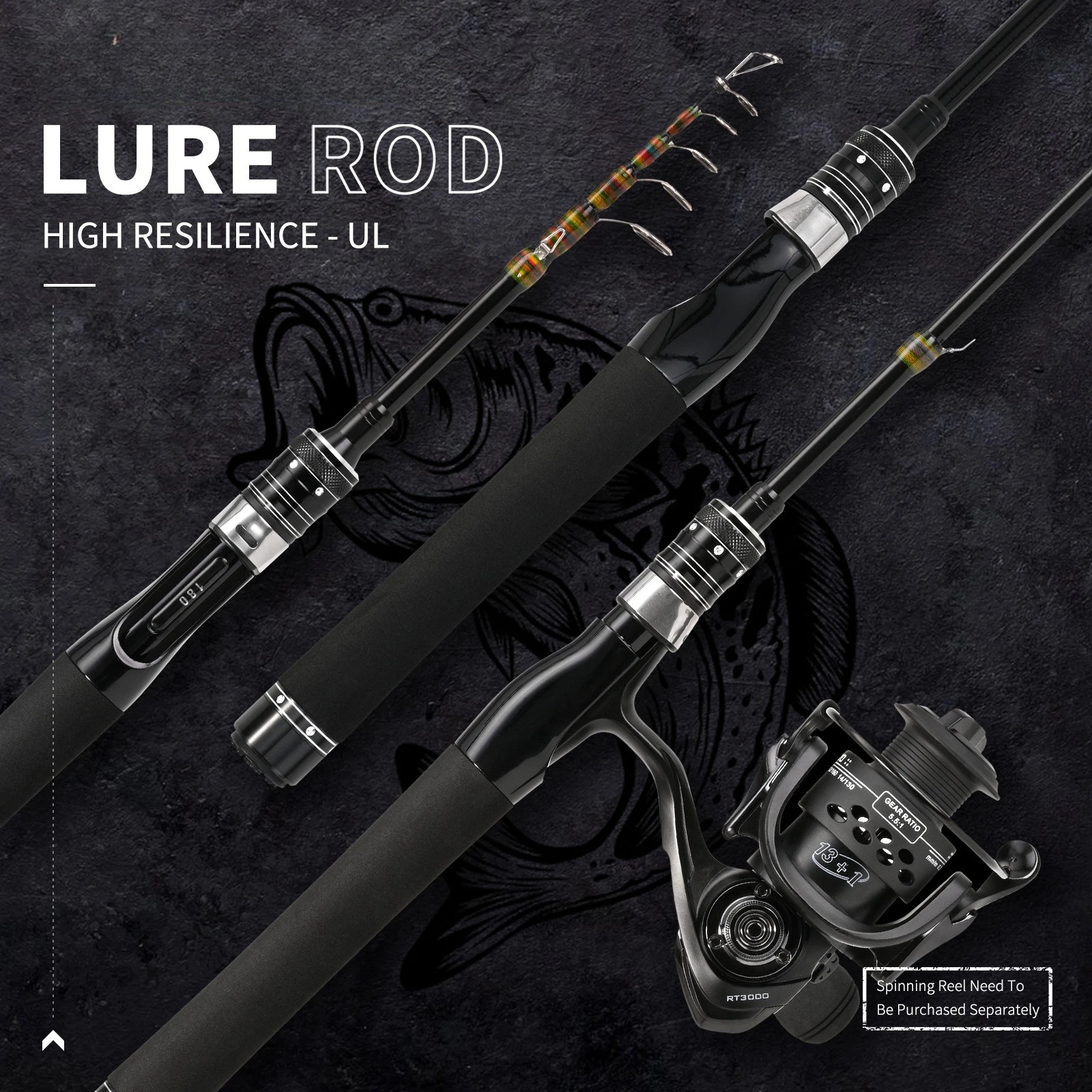 قضيب فم الحصان تلسكوبي 180 سم من Luya لتدفق المياه العذبة، صنارة صيد محمولة على شكل كائن صغير #1