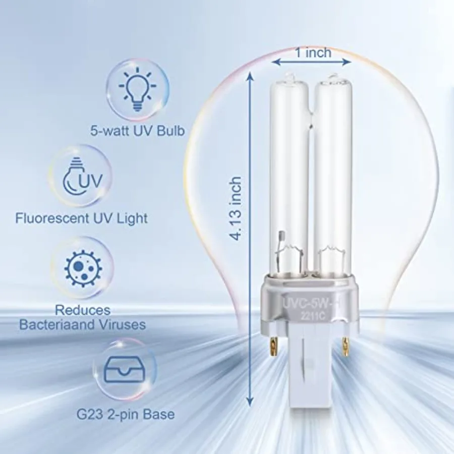 2 Packs LB4000 Replacement Bulb Compatible with Germ Guardian AC4825 AC4850PT AC4300BPTCA AC4300BPT AC4850 AC4900 AC4900CA AC48