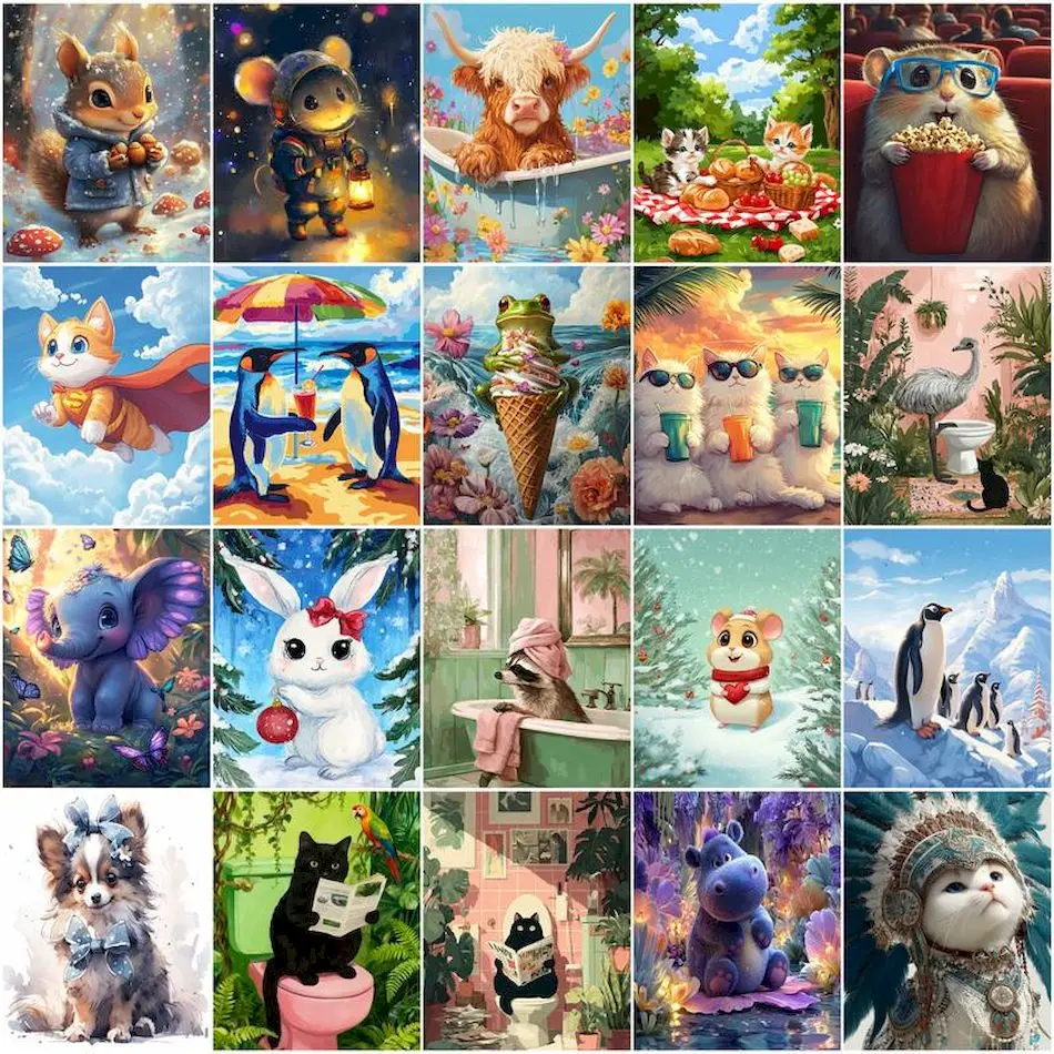 

GATYZTORY Paint By Numbers Picture Frame Animals Watercolor Crafts Supplies Adults Acrylic Paints Paint Kit Gift Home Decoration