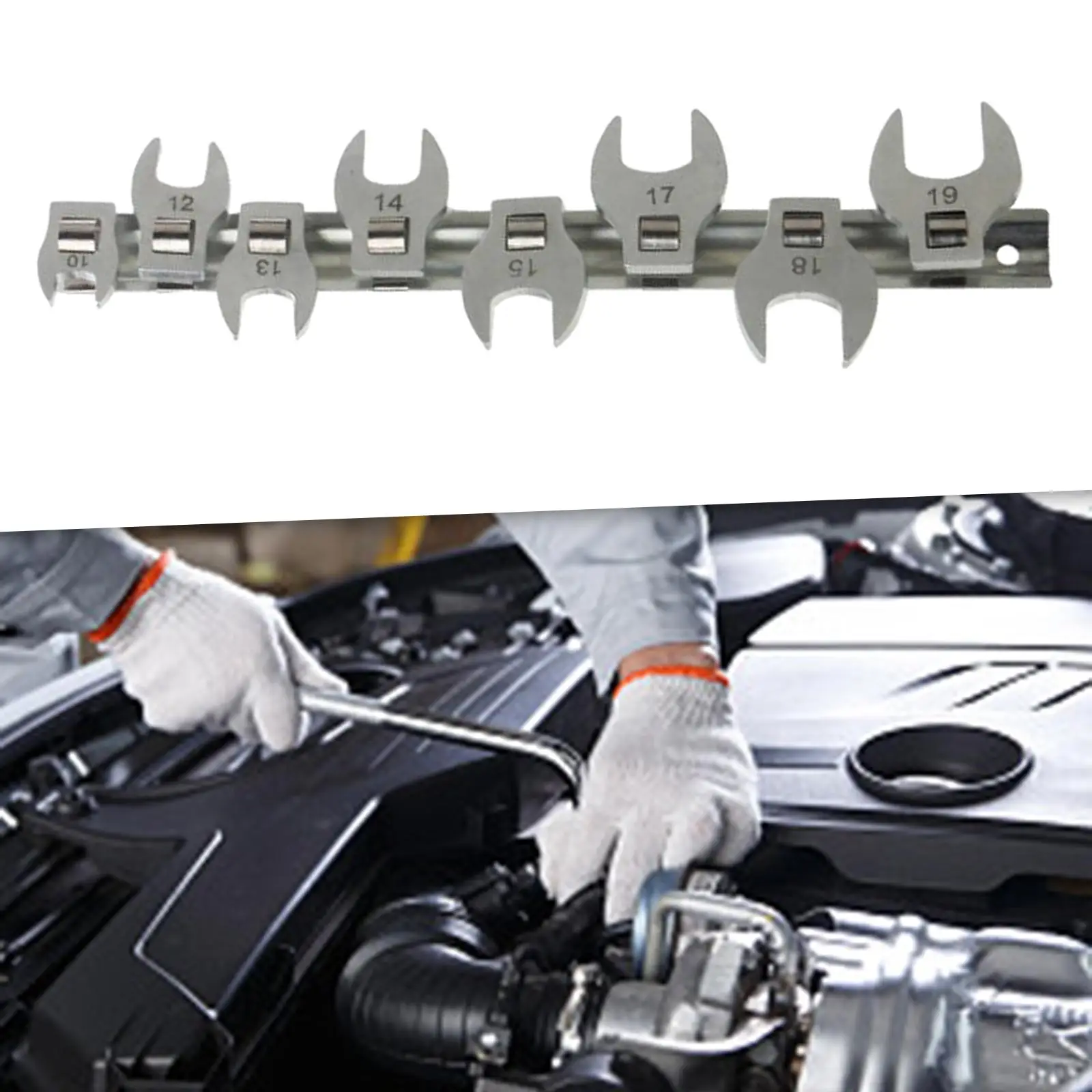 

8x 3/8-дюймовый набор гаечных ключей Crowfoot, ручной инструмент, практичные крепежные детали в герметичном пространстве, простые в использовании инструменты для ремонта труднодоступных зон