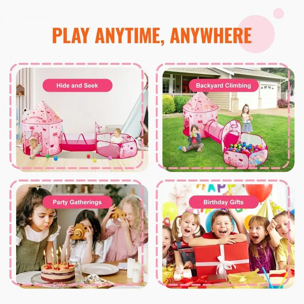 Barraca de brincar pop-up 3 em 1 com túnel para uso interno e externo de crianças e bebês