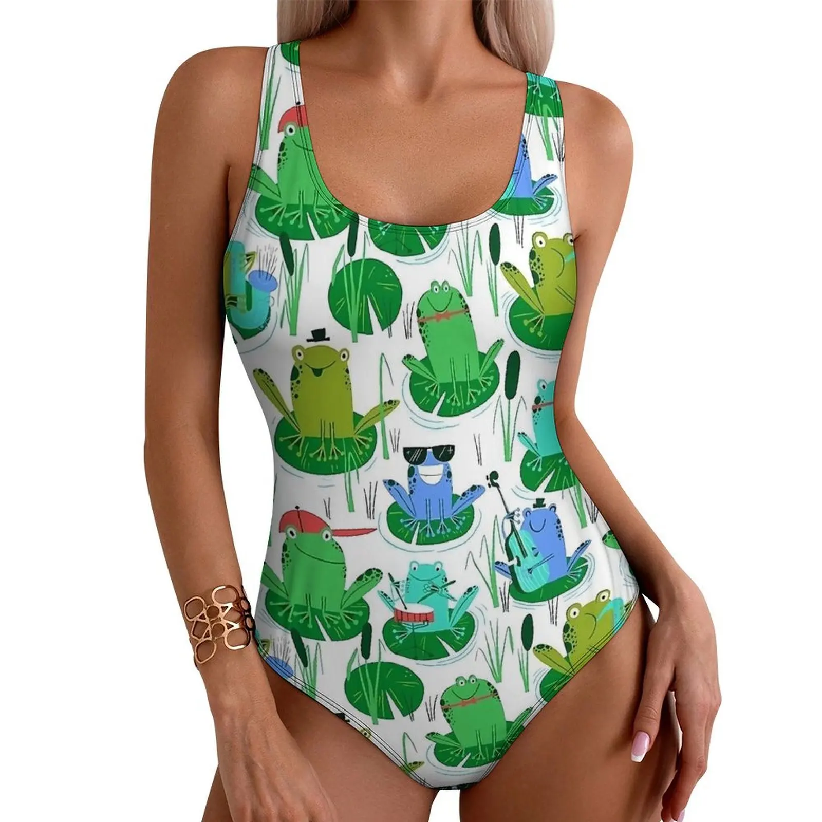 

Купальник с лягушками в пруду, купальник с мультяшными животными, цельный купальник Rave Design, купальный костюм, женский сексуальный пляжный костюм с эффектом пуш-ап