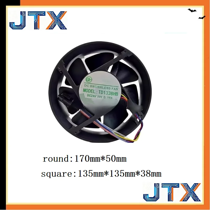 

1 шт./лот TD1338HB DC 24В 0.19А, квадратный 135x135x38 мм, круглый 170x50 мм, 4-проводной вентилятор охлаждения для сервера