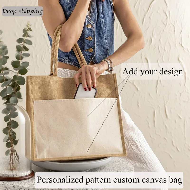 

High Quality Customizable Canvas Tote Bag with Your Own Pattern and Text Large Capacity Shopping Bag Perfect for Daily Use