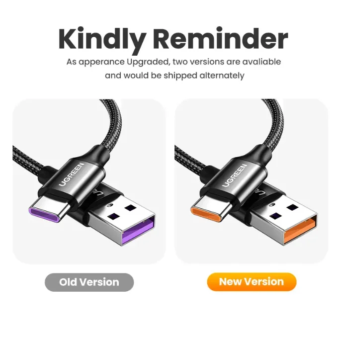 UGREEN USB A-USB C 케이블 타입 C 고속 충전 케이블 6A USB 2.0 편조 케이블