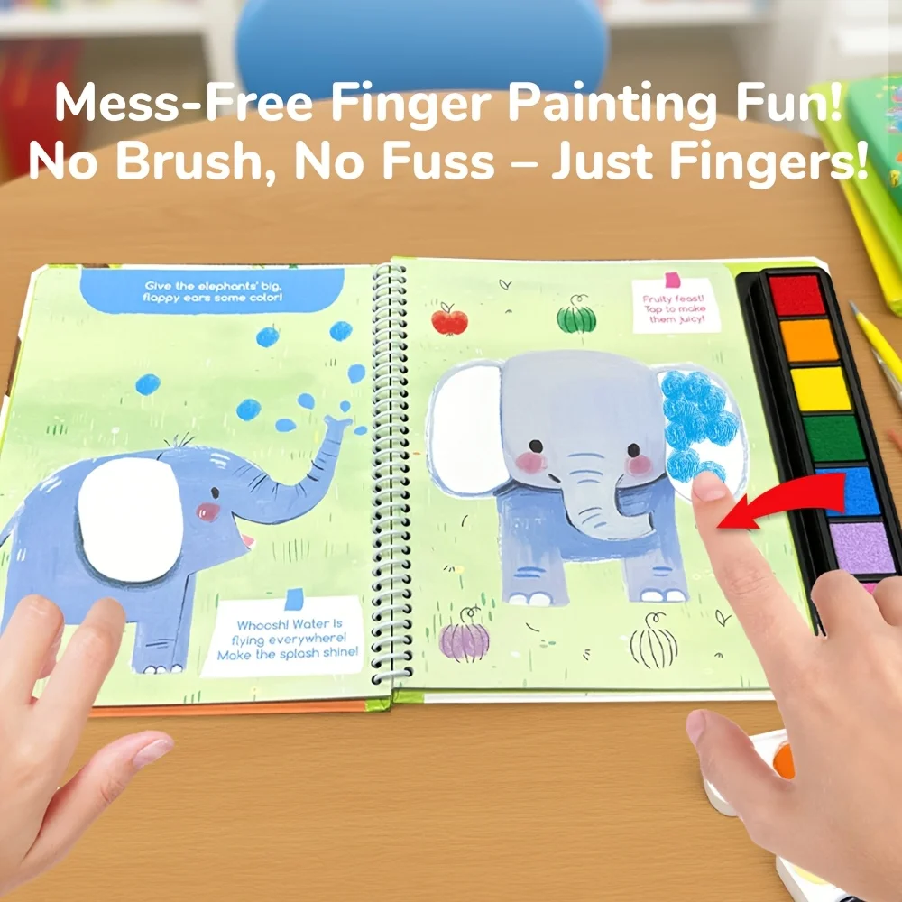 Set di pittura con le dita lavabile per bambini Divertente libro di pittura con le dita Arte Animale Zoo Forniture per pittura a colori Artigianato fai-da-te Regali