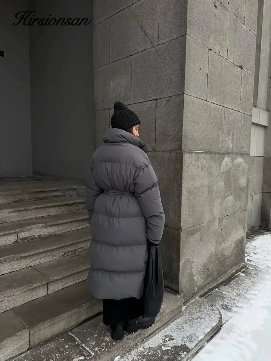 Hirsionsan 2025 Casual Waist Slimming Hooded Long Bread Cotton Jacket for Women, Thickened Warm Cotton Jacket, Brown Color