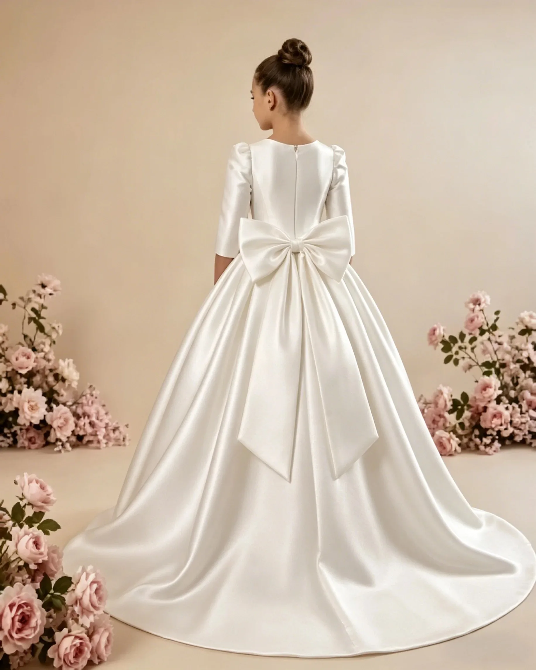 Handmade Flower Girl Dress For Wedding Puffy Tulle Tiered Floor Length Birthday Party First Communion Gowns Custom